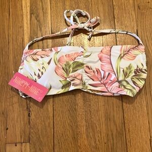 Juniors' Ninety-Nine Degrees° Shirred Bandeau Swim Top in Paradise Falls